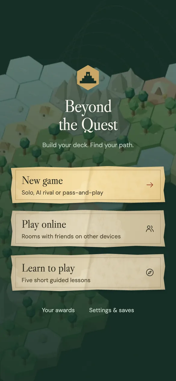 Main menu with New game, Play online and Learn to play